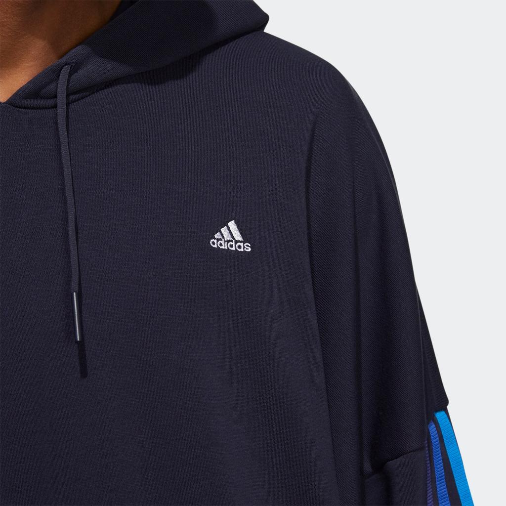 adidas Contrast Stripe Sports Hoodie Men Tops Ink-Blue HC9965