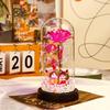 Rose Flower Preserved in Glass Dome with Night Light - Mother's Day or Birthday Gift Ornament