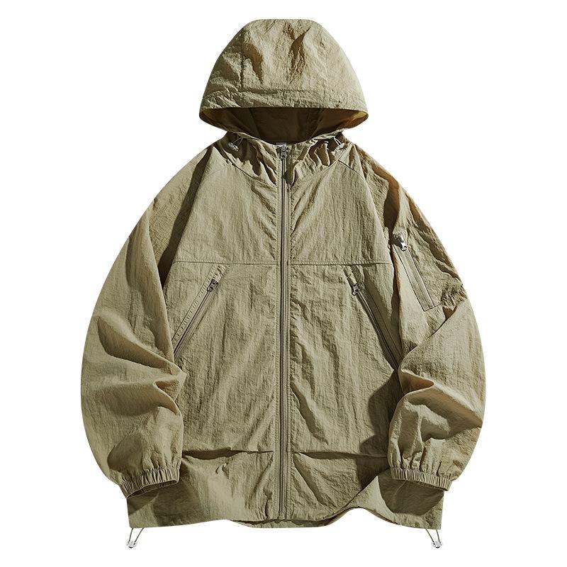 Summer Thin Sunscreen Clothing Men's Hooded Casual Loose Skin Clothing UV Protection Sunscreen Clothing Men's Jacket Sunshade