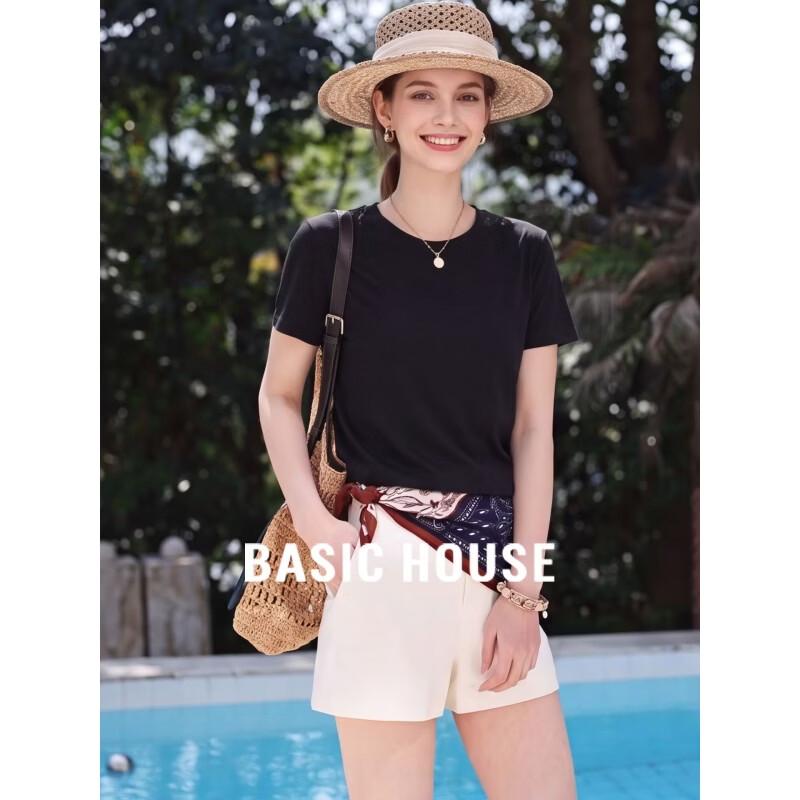 Basic House Women s Tencel Silk Blend Short Sleeve T-Shirt M