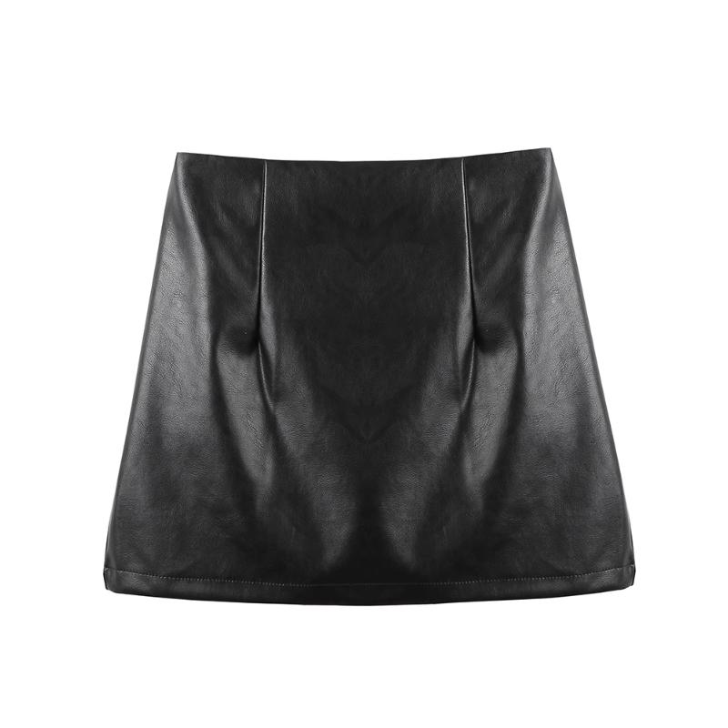 Black Mini Pu Leather Skirt Women Korean Fashion High-Waisted Elasticity Punk Style Bodycon Goth Sexy Skirts Female
