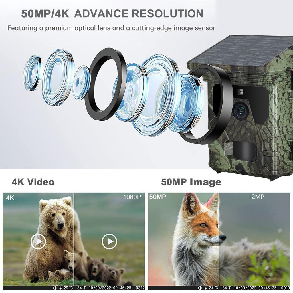 Câmera de Trilha SUNTEKCAM HC-600A, 50MP, 4K, À Prova d'Água IP65