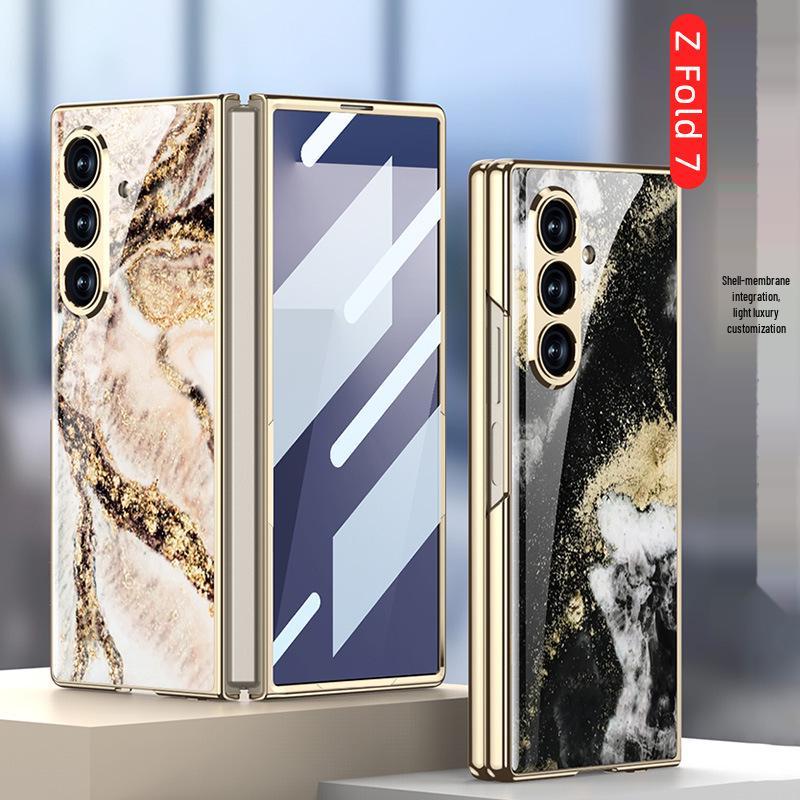 Samsung Z Fold7 Marble Folding Case: Stylish & Trendy Glass Cover for Women