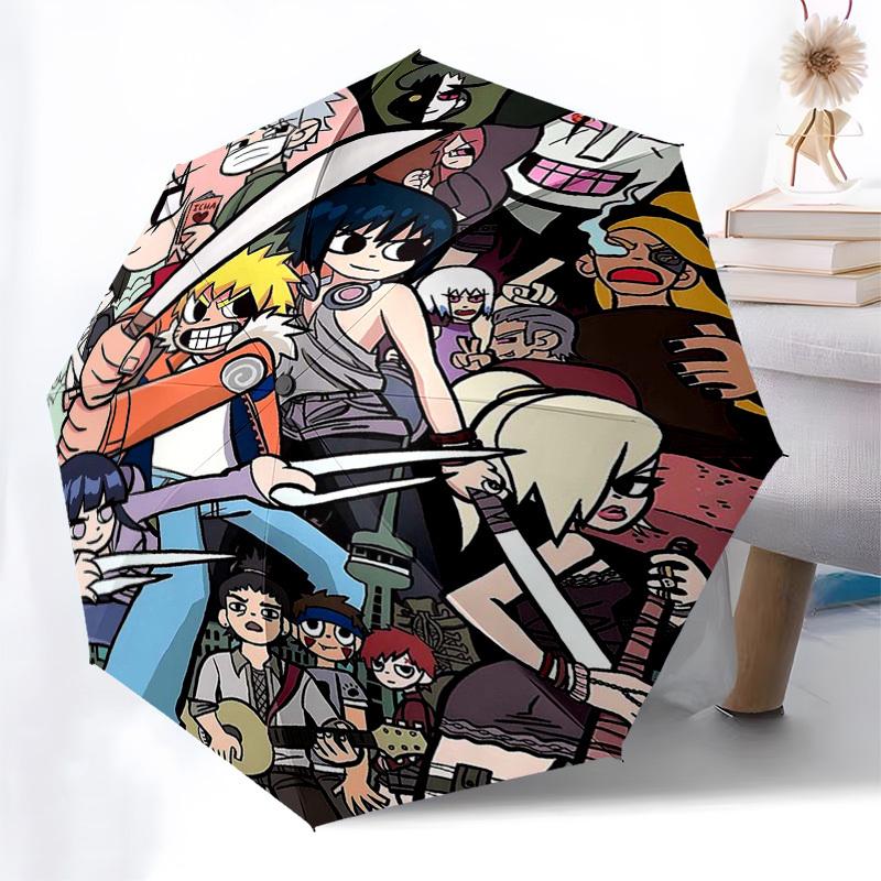1pc Outdoor Umbrella with Naruto, Sasuke, Sakura, and Other Anime Characters - Automatic Opening/Closing Umbrella with Portable Tri-Fold Design,