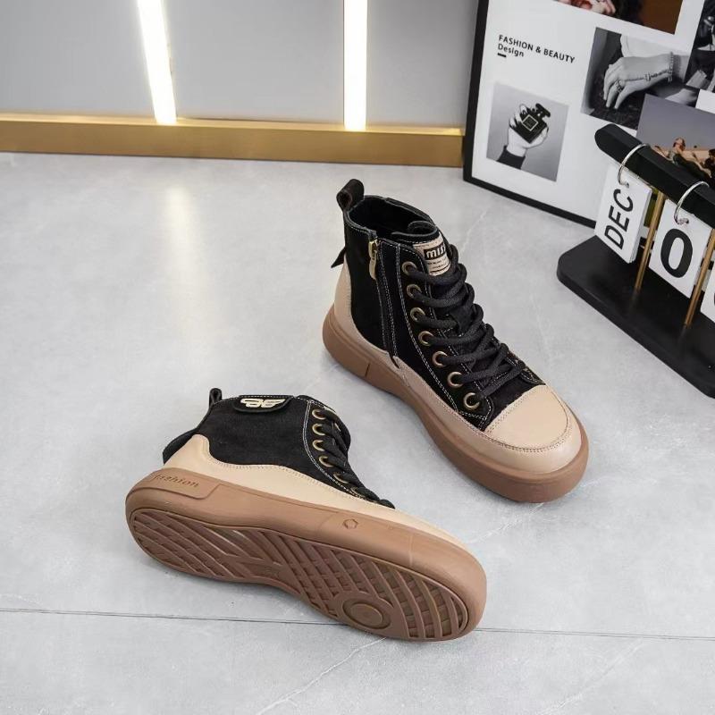 

Новые туфли на толстой подошве из коровьей кожи первого слоя, цветные, в стиле ретро, на одной педали, бархатные, высокие, универсальные, повседневные, спортивные, для скейтборда 35