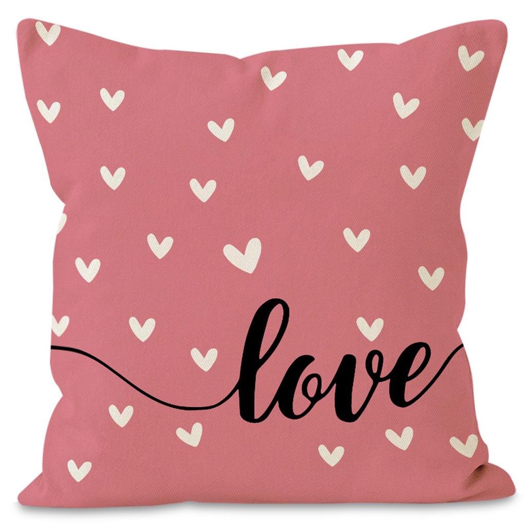 Valentine's Day Couple Love Sofa Pillow Cover Home Decoration Pillow Cover Linen Printed Cushion Cover