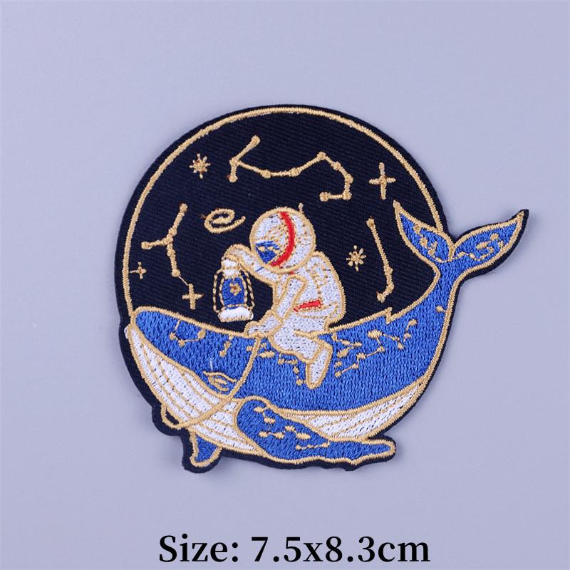 Outdoor Scenery Embroidered Patches for Clothing Thermoadhesive Sea Wave Patch Cloudy Rainy and Sunny Iron on Fusible Patch DIY