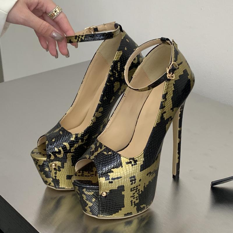 Eilyken Mode Design TOTEM Schnalle Riemen Damen Pumps Sexy Extrem Stiletto Hohe Absätze Peep Toe Bankett Abschlussball Schuhe