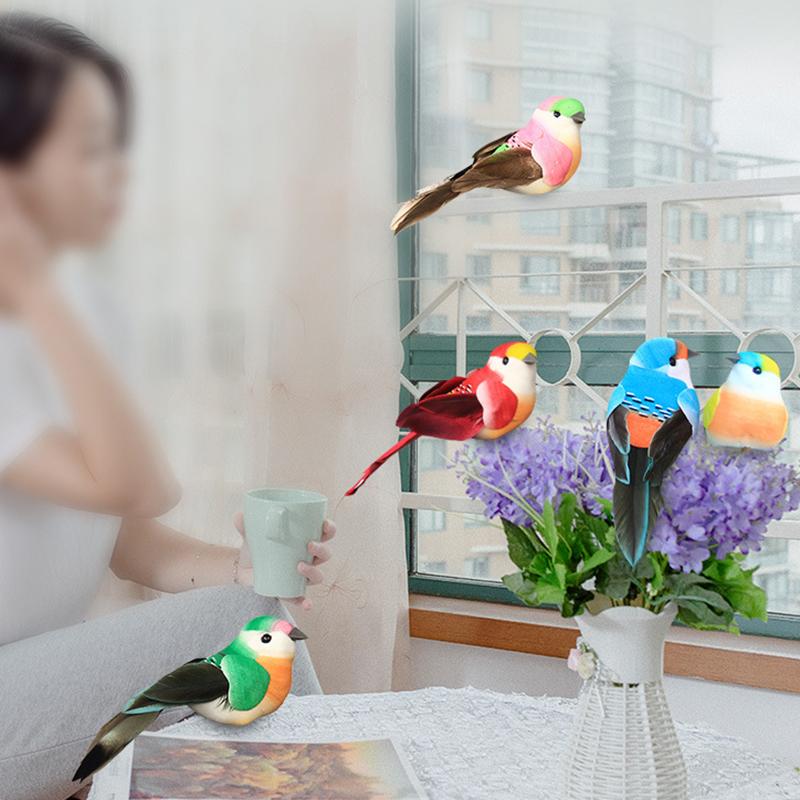 6 Stück Realistische Simulierte Vogeldekoration Mit Natürlichen Federn Und Lebendigen Farben Perfekt Für Garten Hof Haus Party Dekoration Schmuckstück
