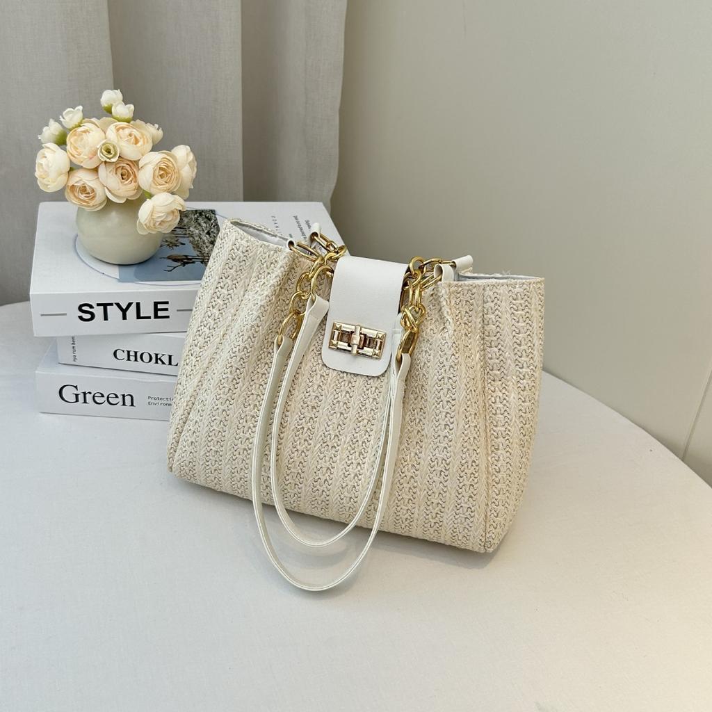 Large Capacity, Bag, Women's Bag, Woven, Swivel Lock Design, Shoulder Bag, Armpit Bag, Casual Bag