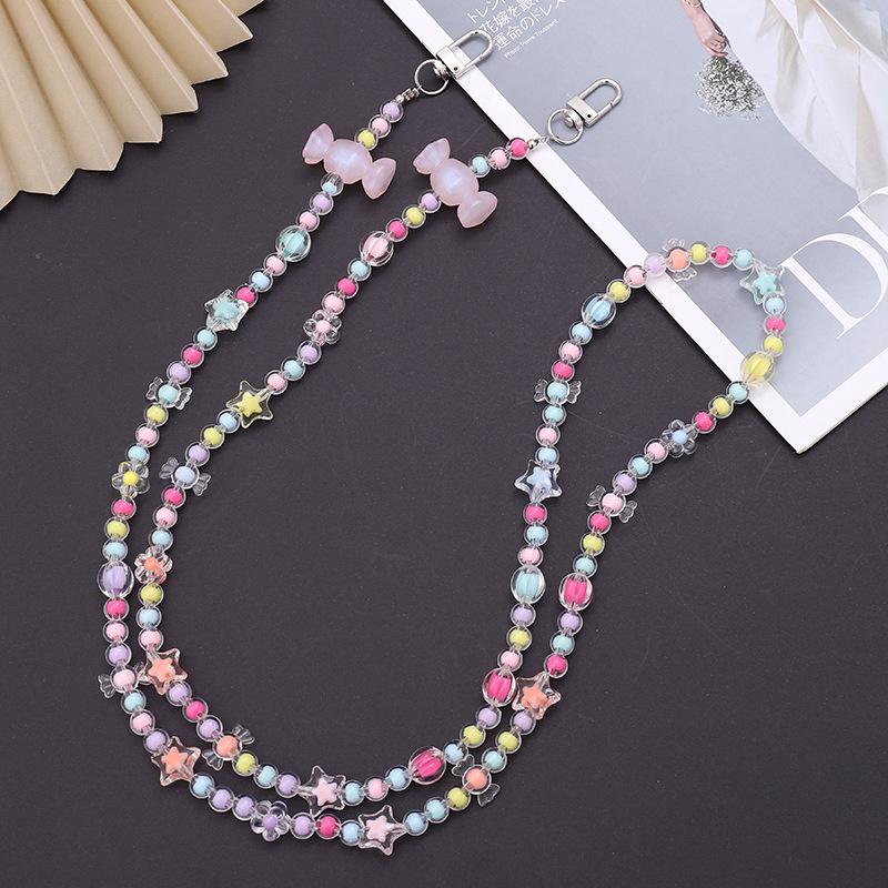 Yi Lian Acrylic Beaded Phone Chain: Pearl Crossbody Strap Charm for Women