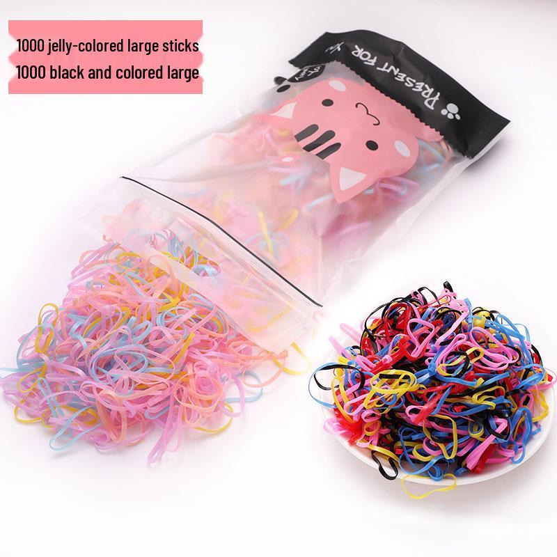 Children's Extra Thick Black Elastic Hair Ties - No Damage, High Elasticity