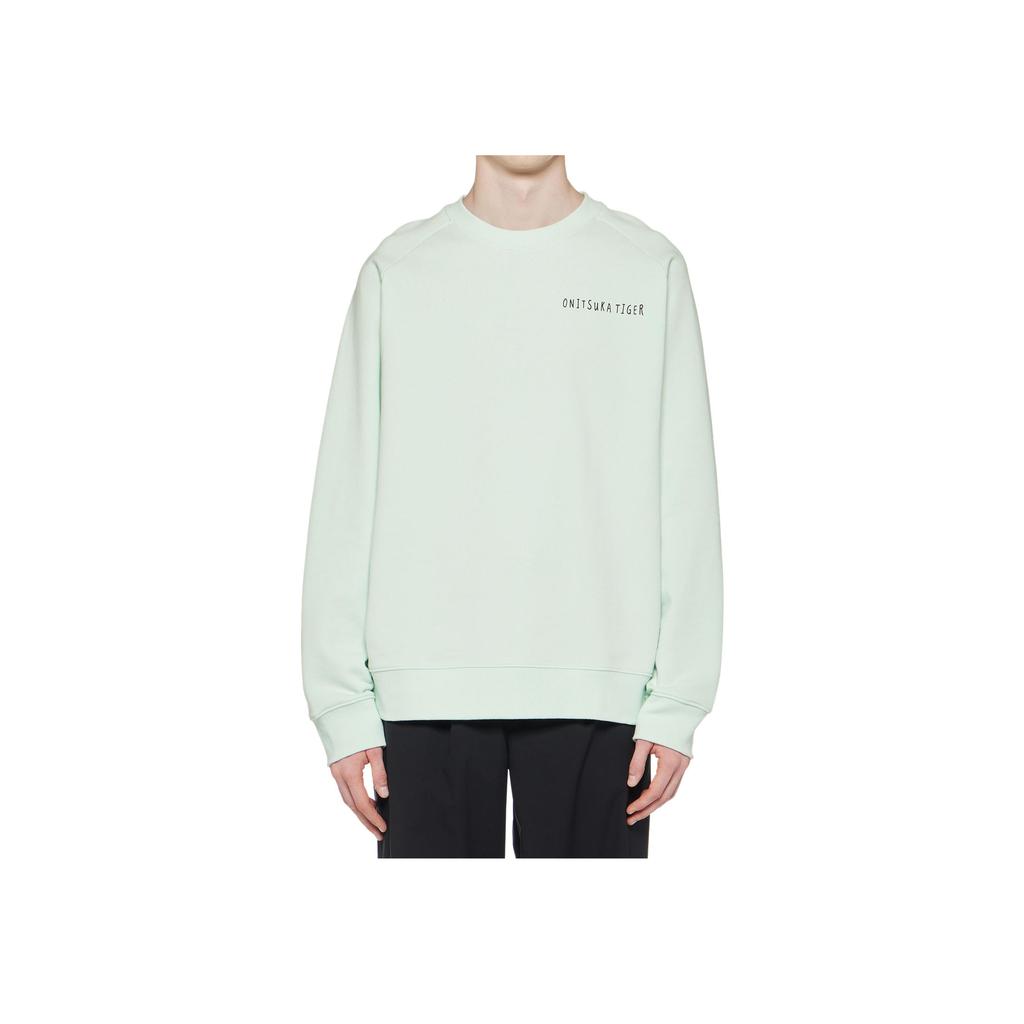 ONITSUKA TIGER Logo Print Animal Pattern Embroidered Casual Crew Neck Pullover Long Sleeve Sweatshirt Unisex Sweatshirt Light-Green 2183B182-301