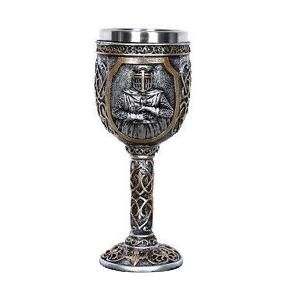 Knight Skull Beer Mug Vintage Cup Creative Relief Personalized Cup Drinking Cup Stainless Steel Halloween Gift Beer Goblet 301-400ml