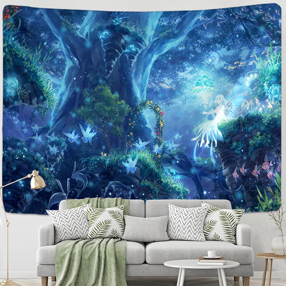 Tapiserie psihedelică pentru casă junglă, agățată pe perete, vrăjitorie, stil boem, hippie, artă, tapiz, estetică, decor acasă