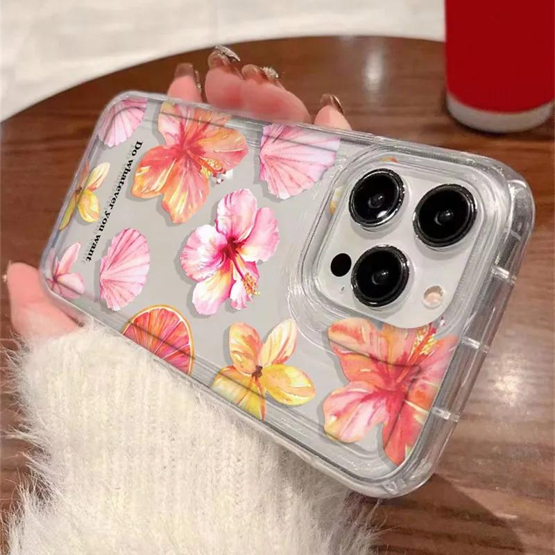 Colorful Floral Pattern Transparent Case For iPhone 11 Cases iPhone 15 12 13 14 Pro Max X XR XS Max 14 15 7 8 Plus Cover Funda