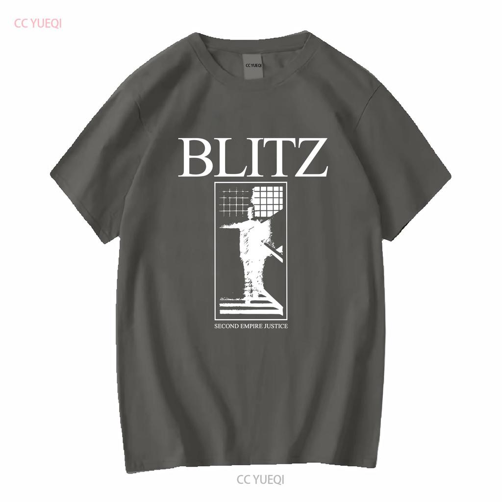 Blitz Second Empire Justice T Shirt rock band TE3531 vintage Washed Top For Everyday Wear Soft Versatile Casual fashion