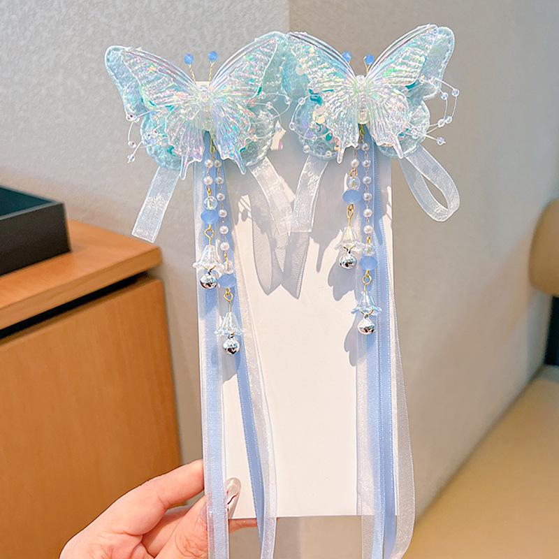 Mid-Autumn Hanfu Fairy Hair Clip - Women's & Children's Ancient Style Floral Tassel, Sweet Accessory for Girls