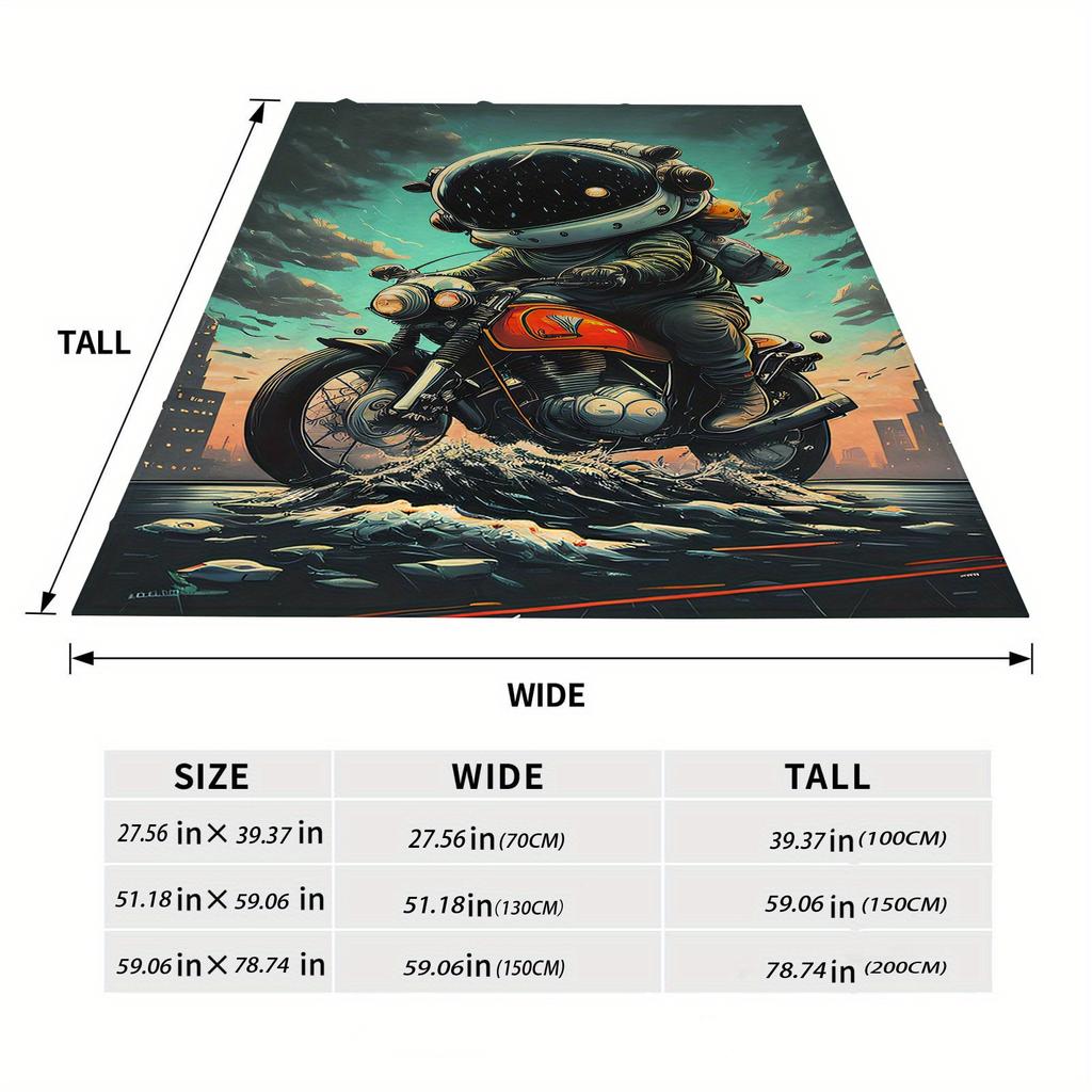 Cyber Space Motorcycle Theme Flannel printed blanket suitable for all seasons suitable for living room office sofa and travel