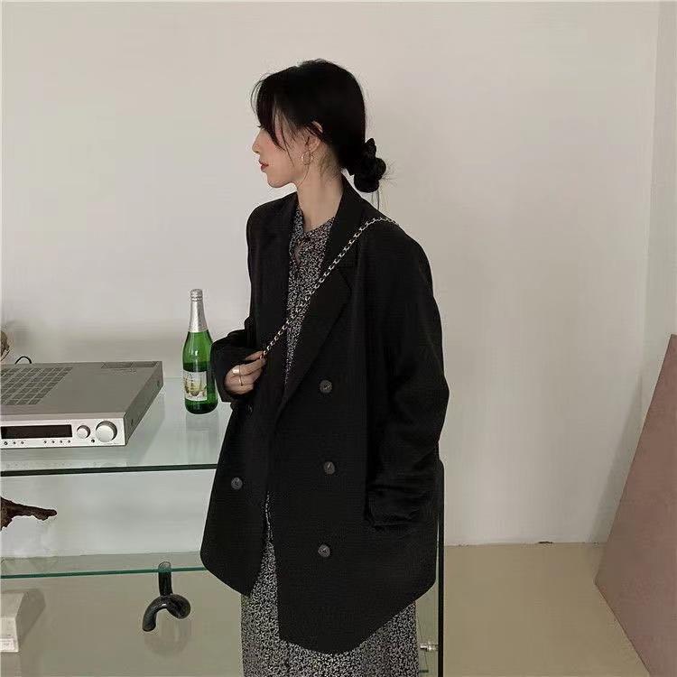 Nová Móda Podzim Nové Volný Černý Kabát Kostým Ženy Móda Jednoduché Dojíždění Práce Nosit Bunda Tenké Studentky