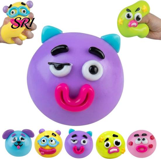 Cartoon Expression Squeeze Toy 2Pcs Dog Face Stress Relief Fidget Anti-stress Slow Rising Home Office Worker Anxiety Reduction Ball Decompression