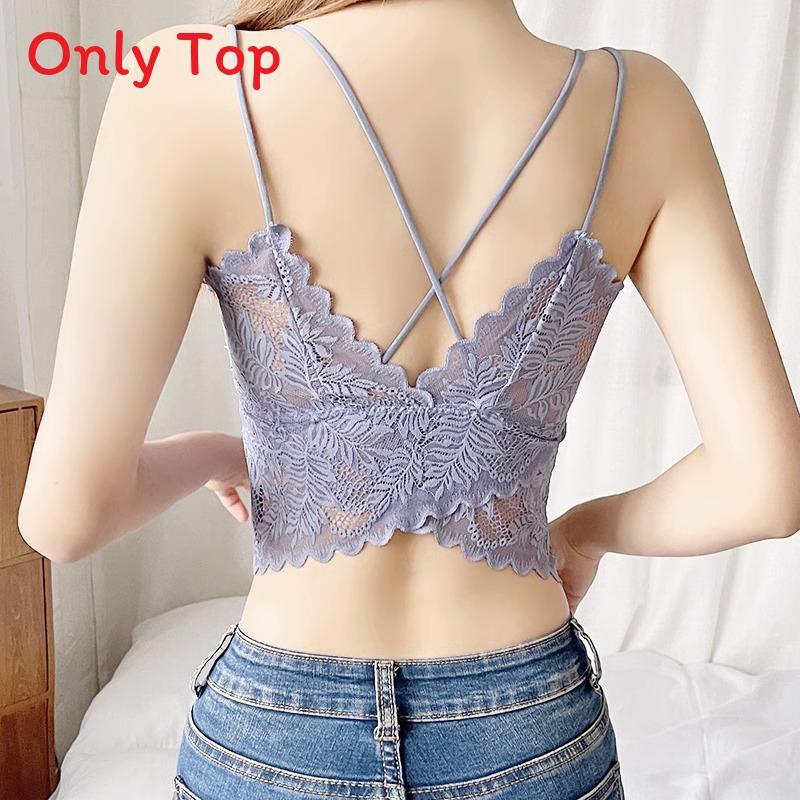 Damen Spitze Rückenfrei Überkreuz Camisole Mit Gepolstertem Halt Für Frühjahrsmode