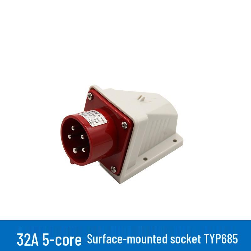 Weipu TYP285 6823 32A 5-Pin Industrial Plug & Socket, IP44 Surface/Flush Mount
