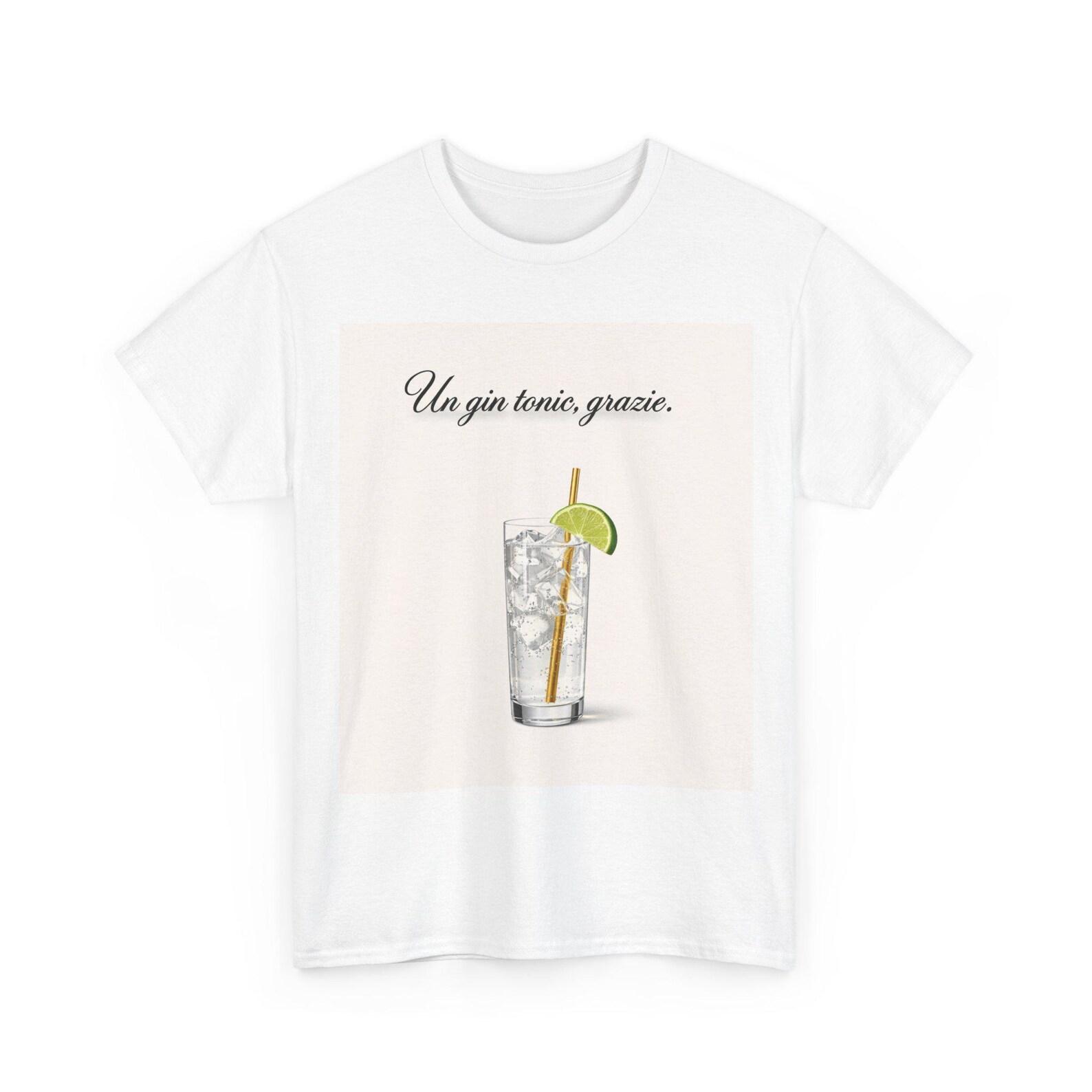 Gin and Tonic Illustration Tee | Italian Script A gin and tonic, please 2XL
