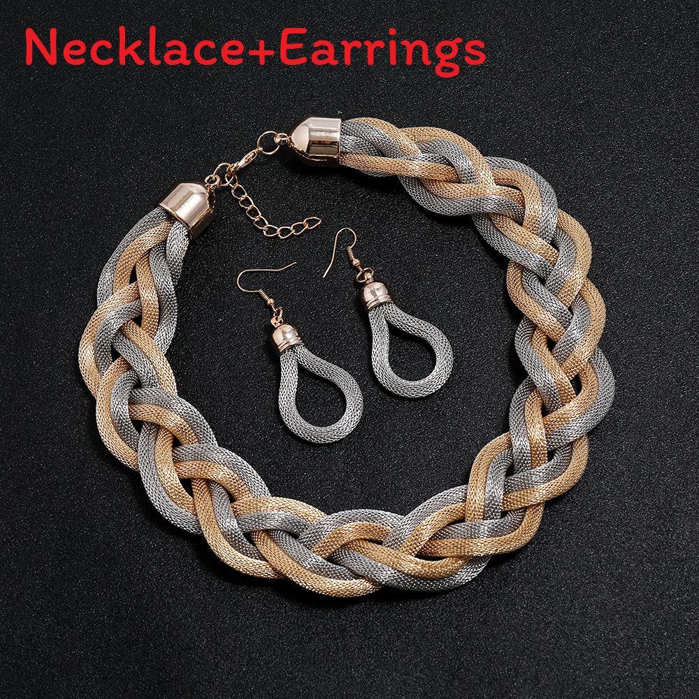 Style Necklace European And Earrings Jewelry Set With Geometric Design For Women
