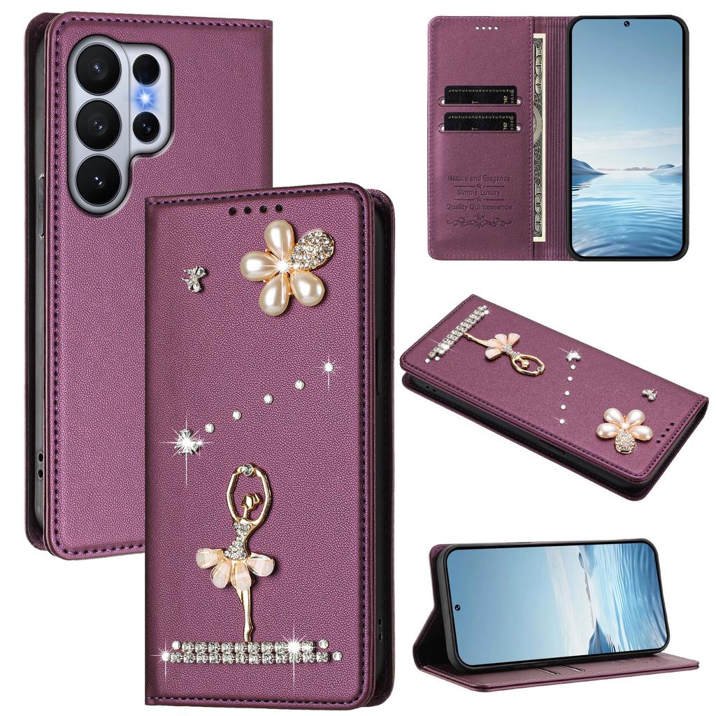 Diamond Cute Cards Solt Wallet Leather Phone Case For Samsung S26 Ultra S25 Plus S24 S23 A16 A26 A17 A07 Flip Bag Pocket Cover