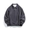 Spring and Autumn New Men's Korean Style Lapel Solid Color Light Plate Long-sleeved Polo Shirt Trendy Couple Versatile Sweatshirt