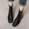 Krazing Pot Microfiber Autumn Winter Shoes Thick Med Heels Size 43 Chelsea Boots Apricot Zipper Ankle Boots