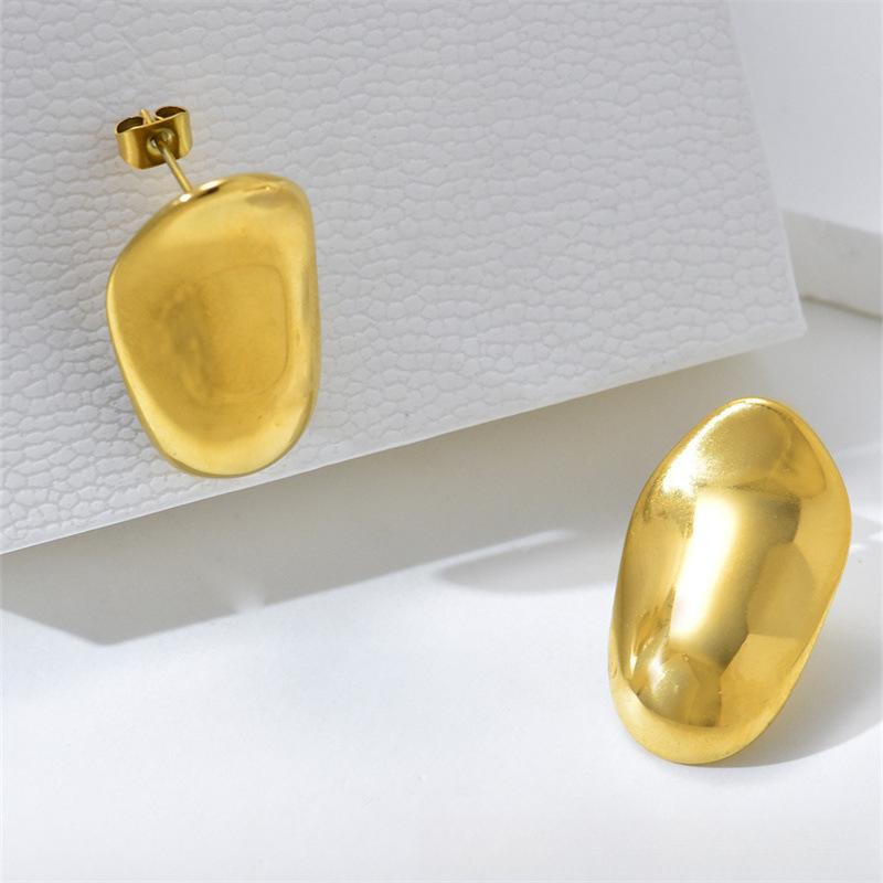 

Простые и стильные геометрические гладкие серьги из нержавеющей стали и золота, не выцветают, серьги Niche Temperament, украшения для ушей