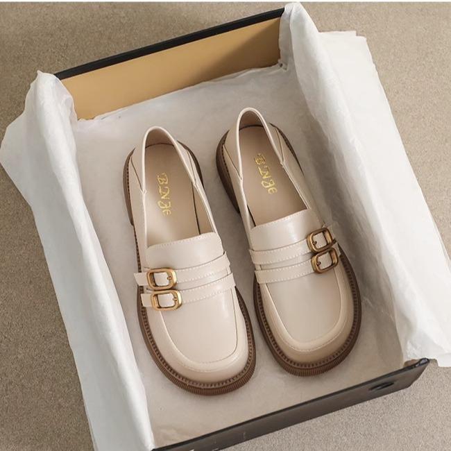 Small leather shoes women's platform loafers spring and autumn one-pedal Mary Jane British style retro with skirt college jk single shoes