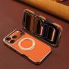 Denior Leather Cowhide iPhone17ProMax Electroplated Magnetic Mobile Phone Case Apple 17 Gear Bracket Air