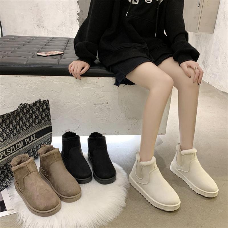 Winter New Korean Version Fashion Short Boots Snow Boots One-foot Plus Velvet Warm Student Bread Cotton Shoes