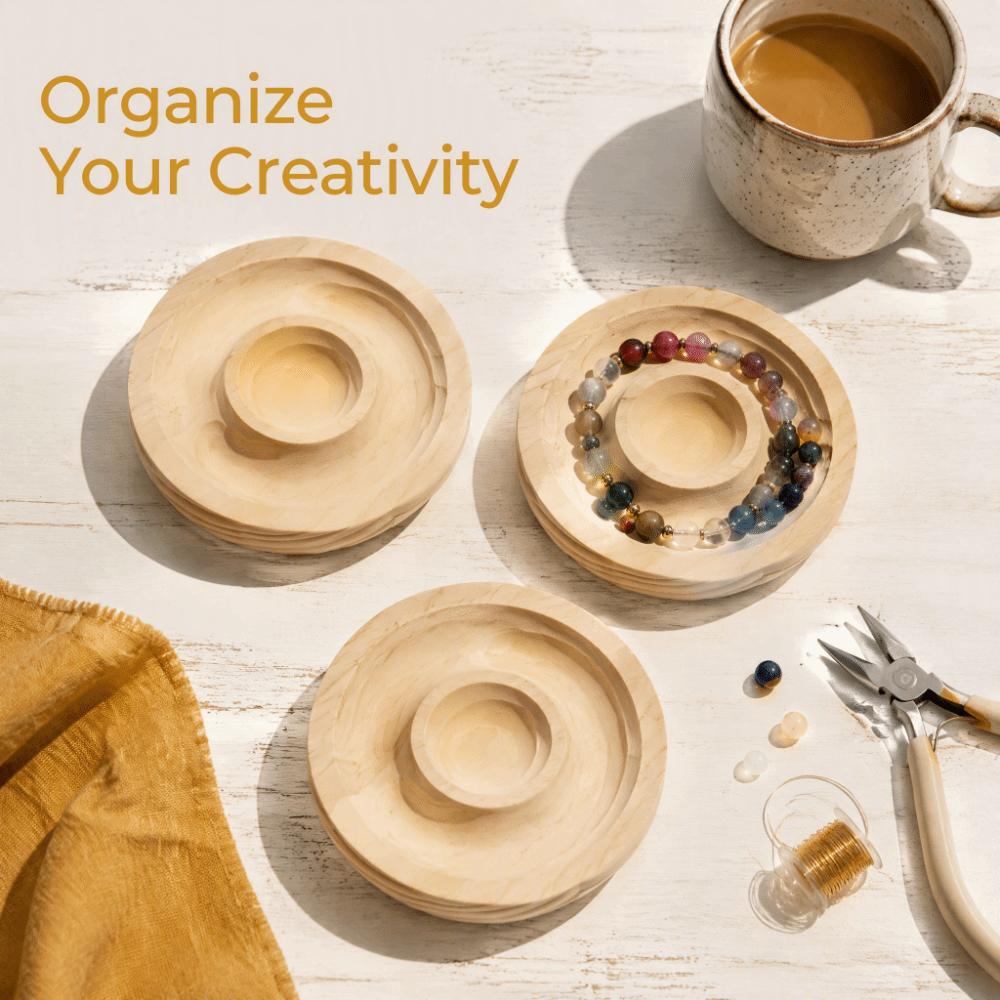 5pcs Solid Wood Bracelet Display Tray Round Shape Jewelry Organizer Tray For Bracelets