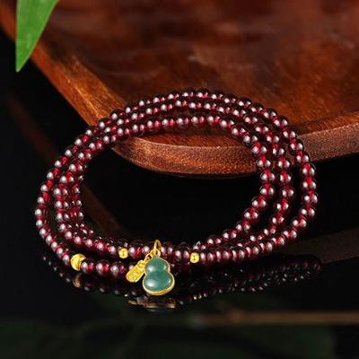 Garnet Multi-loop Gourd Bracelet, Ethnic Style, Universal for Gifting