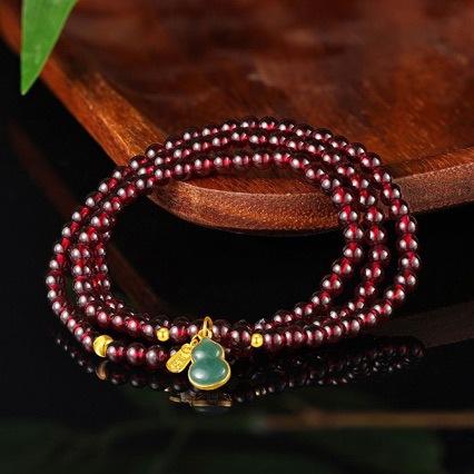 Garnet Multi-loop Gourd Bracelet, Ethnic Style, Universal for Gifting