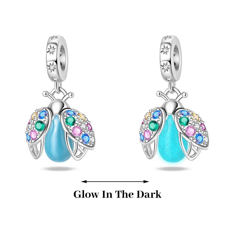 925 Silver Plated Fireflies Butterfly Stars Luminous Charms Beads Fit 3mm 925 Original Bracelets DIY Jewelry Gift