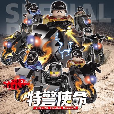 Swat Baustein Schurke Br2008 Spezialeinheiten Mit Motorrad Kleine Partikel Zusammengebaut Spielzeugkiste