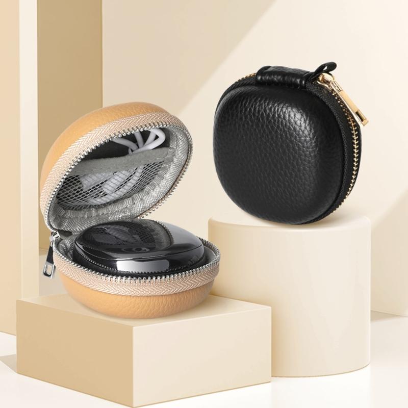 PU Leather Headsets Storage Case Bag DustProof With Mesh Pockets Shockproofs for iFLYBUDS Nano+ Headphones
