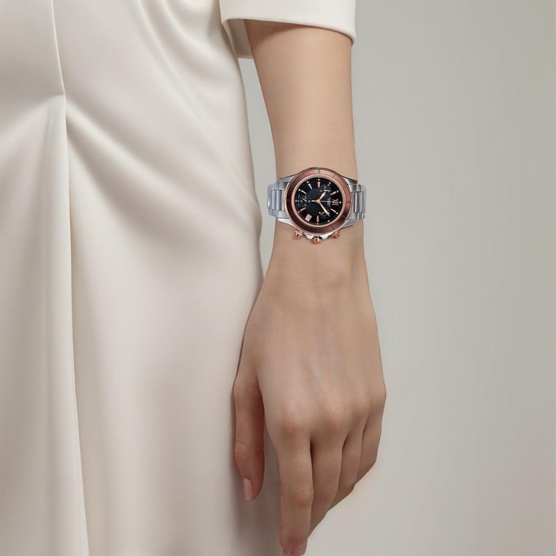Watch SHEEN Small Dial Date Display Gold Bezel Waterproof Business Casual Watch Japanese and Korean Watch Women's Watch Black SHE-5516SG-5A