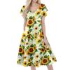 Women's Casual Fashion V-neck Short Sleeve Print Dress With Pockets