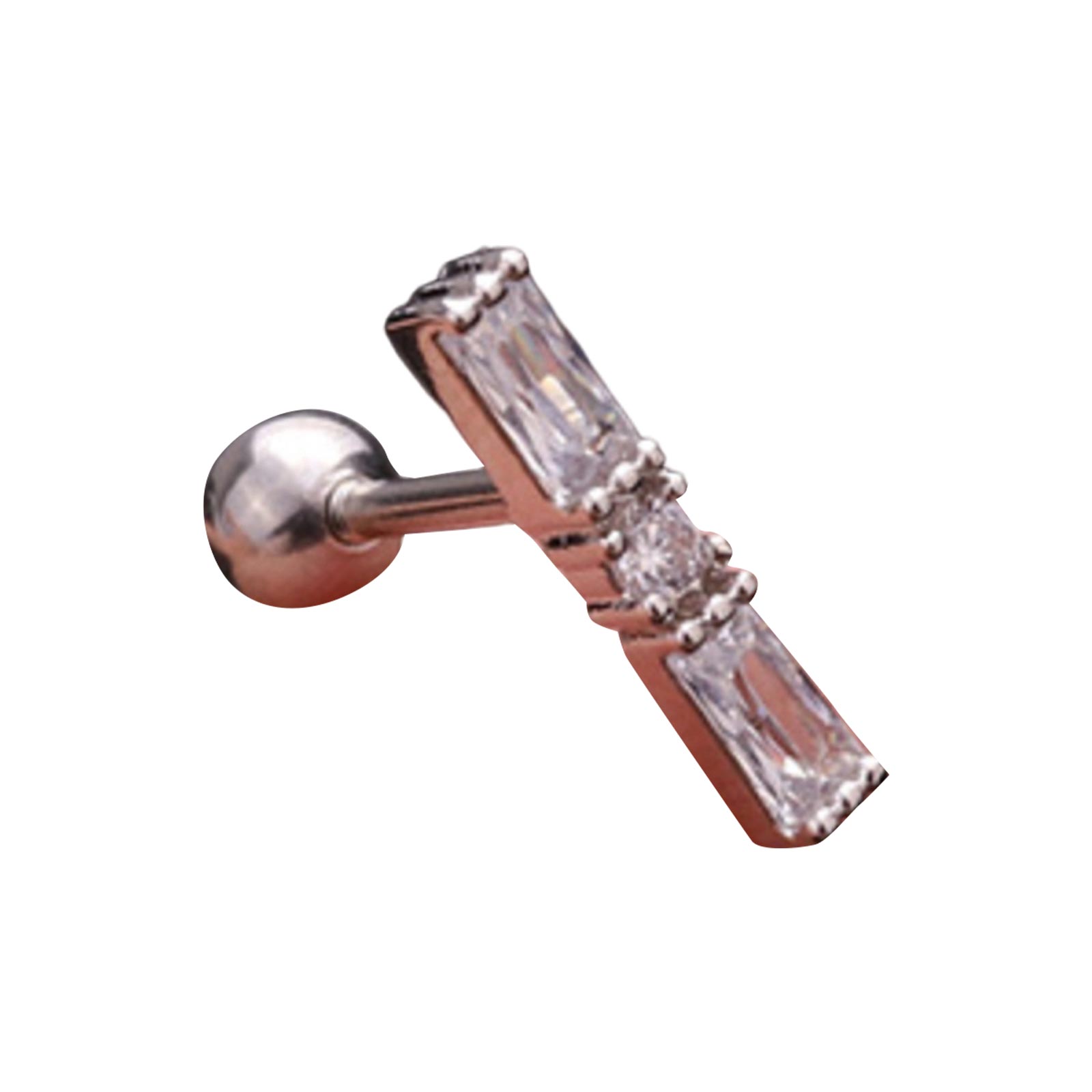 

Титан сталь та нержавіюча сталь пусети-корони з мікро-паве цирконом - кульки на гвинтовій застібці, модні сережки для західного пірсингу One Size