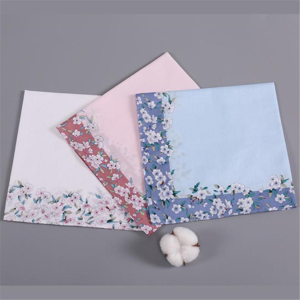 Ladies Elegant Handkerchief Cotton Handkerchiefs Hanky for Women Soft Absorbent Comfortable Fabric Flower Pinted Hanky