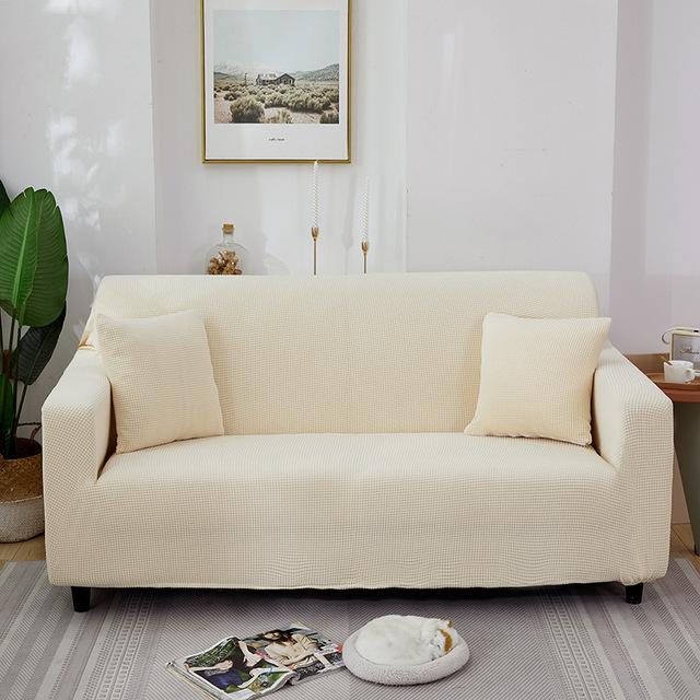 Dicker, elastischer Sofabezug für Wohnzimmer, Stretch-Polar-Fleece-Sesselbezug, 1/2/3/4-Sitzer, L-förmige Ecksofabezüge 1pc 1-Seat 90-140cm hellbeige