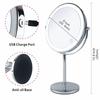 8inch 10x Magnifying Led Makeup Mirror With 3 Color Light Touch Switch Double Side Usb Charging Desktop Vanity Cosmetic Mirror