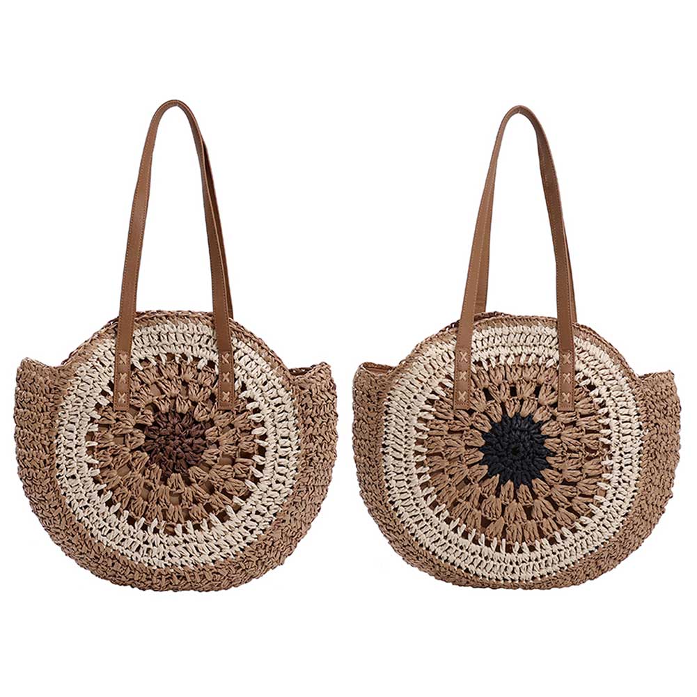 

Женские сумки с ручками сверху, модные круглые сумки ручной работы контрастного цвета, сумки ручной работы, летние повседневные женские сумки большой вместимости для отдыха