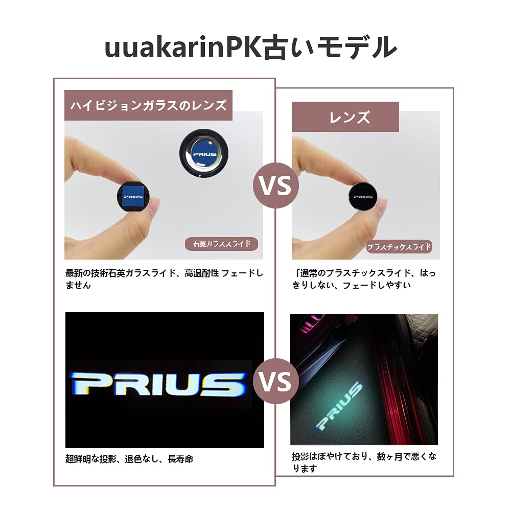 Akarin Laser Logo Door Welcome Door Courtesy LED Logo Set of 2 Car Door Lamps for Prius 30 40 and 50 Series Prius Light, Light, Lamp, Projection,